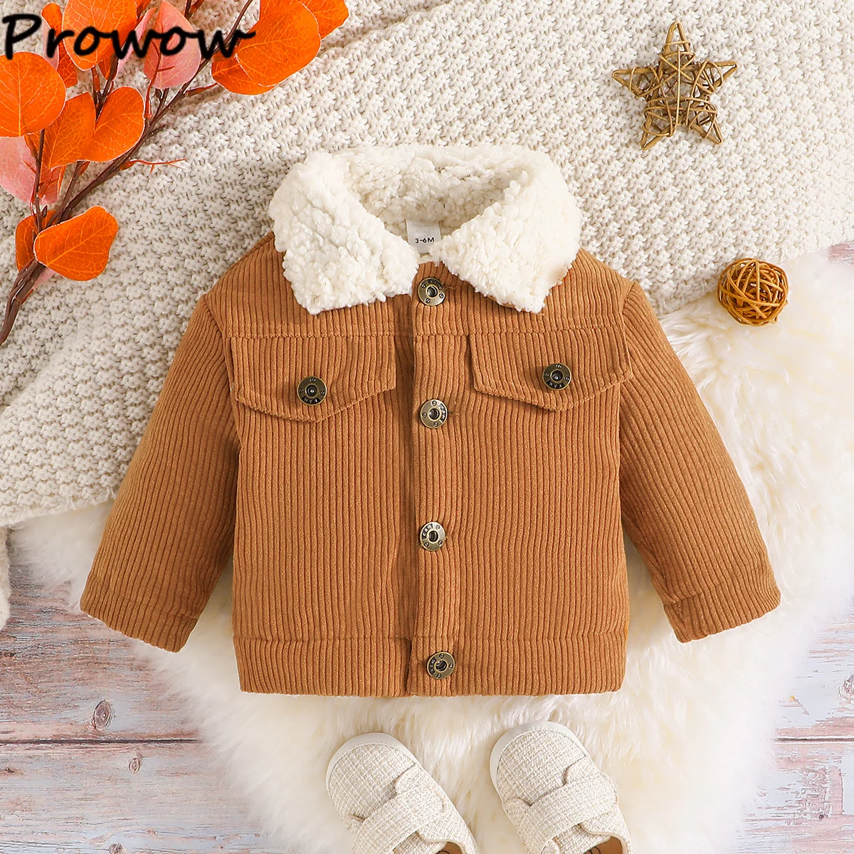 Baby Corduroy Coats For Boys Girls Winter Clothes Brown Jacket For Baby Toddler Newborn Kids Fleece Outerwear Clothes
