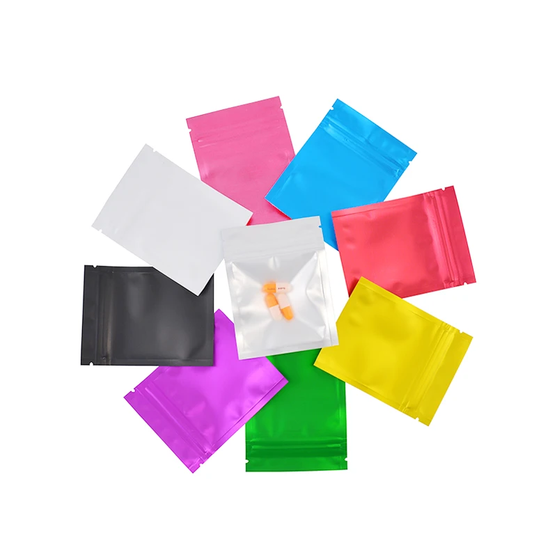Matte Color Zip Lock Bag One Side Clear Foil Zipper Bag Food Storage Pouch  Many Colors Small Gift Sample 100 PCS