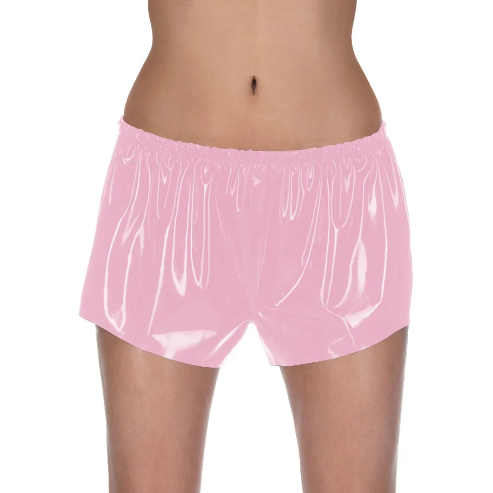 Women Glossy PU Hot Pants Nightclub Solid Color Shorts Sexy Wetlook PVC Leather Bottoms Ladies Pajama Elastic Waist Underwear