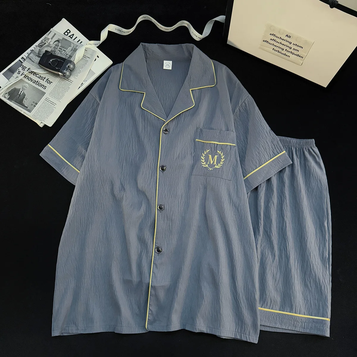 잠옷 남성 여름 반팔 반바지 잠옷 어린 소년 남성 얇은 간단한 십대 라운지웨어 세트 pijama hombre verano