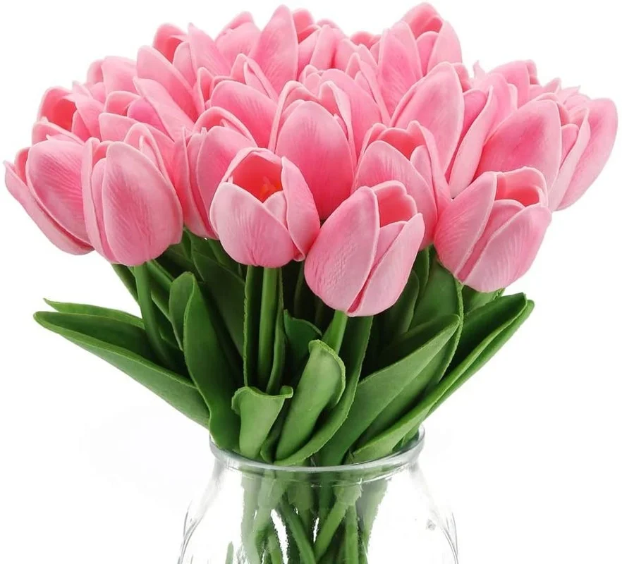 

10PCS Real Touch Tulips Artificial Tulips Flowers for Decoration Cream Fake Tulips Floral Arrangements Faux Tulips Decor