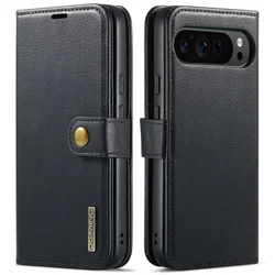 Premium 2-in-1 Detachable Leather Wallet Phone Case - Magnetic, Removable Card Slot Book Cover for Google Pixel 8 Pro (Black)