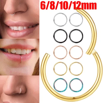 코 링 경첩 클리커 세그먼트 코 링, 6/8/10/12mm, 헬릭스 연골 격막 후프, 외과 스테인레스 스틸 심리스 귀걸이