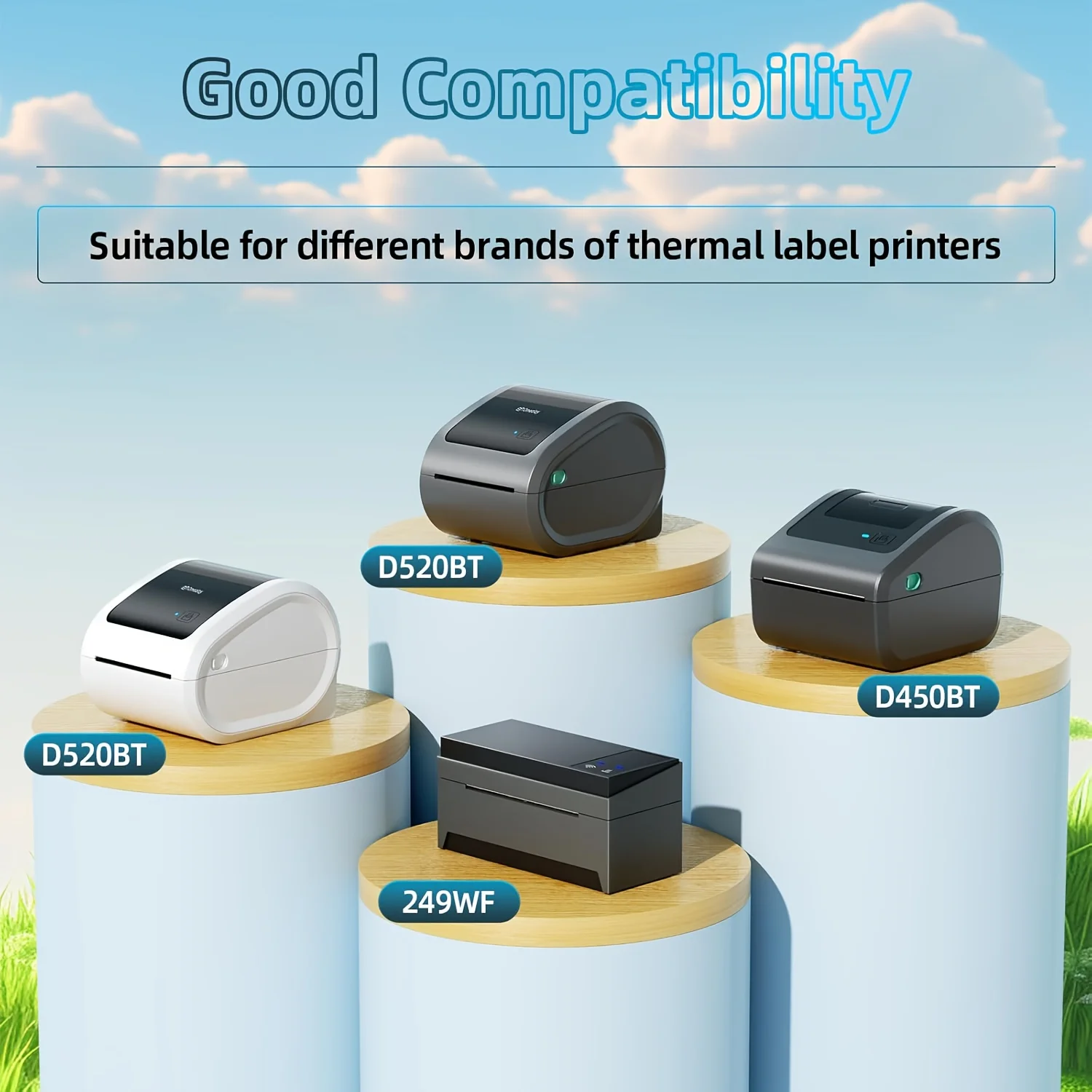 Compatible M110/M150/M221/M220/M120/M200/M250 Thermal Label Printer Labels - 1.96" Round Transparent Stickers with Black Ink