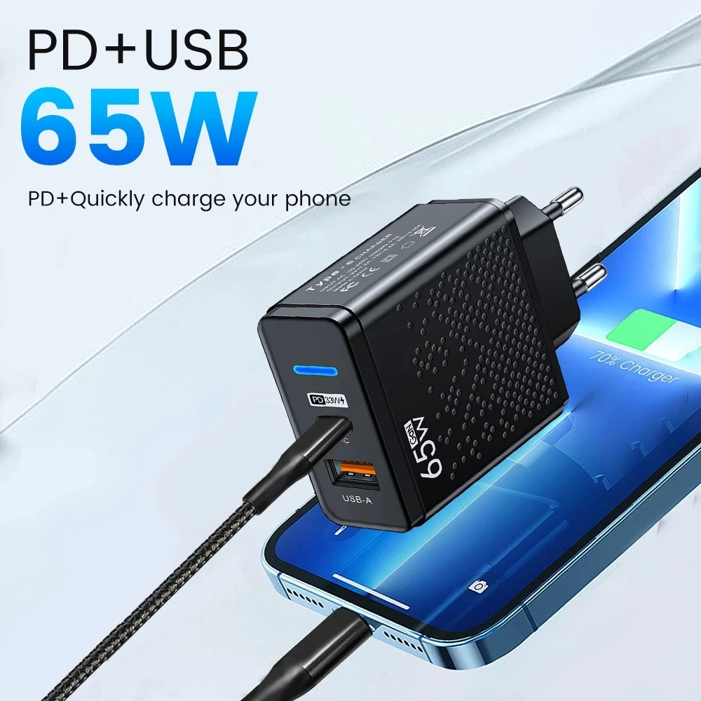 65W USB Charger Fast Charging PD 3.0 Mobile Adapter IPhone Xiaomi 12 Huawei Samsung IPad Tablet C-type Charger charger adapter battery charger fast charger power supply adapter battery charger adapter