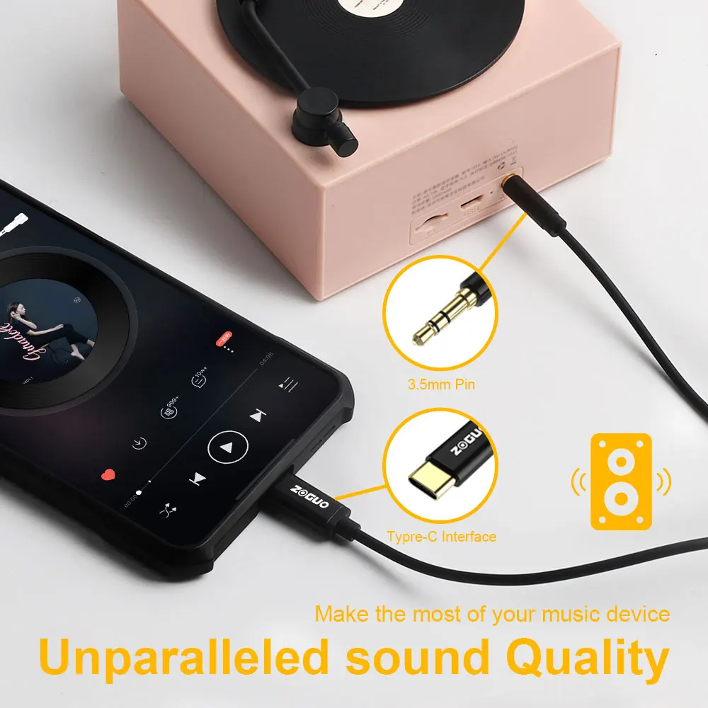 ZOGUO USB CŸ 3.5mm  - AUX ̺, CŸ  ī, ڵ Ŀ , Tipo C  