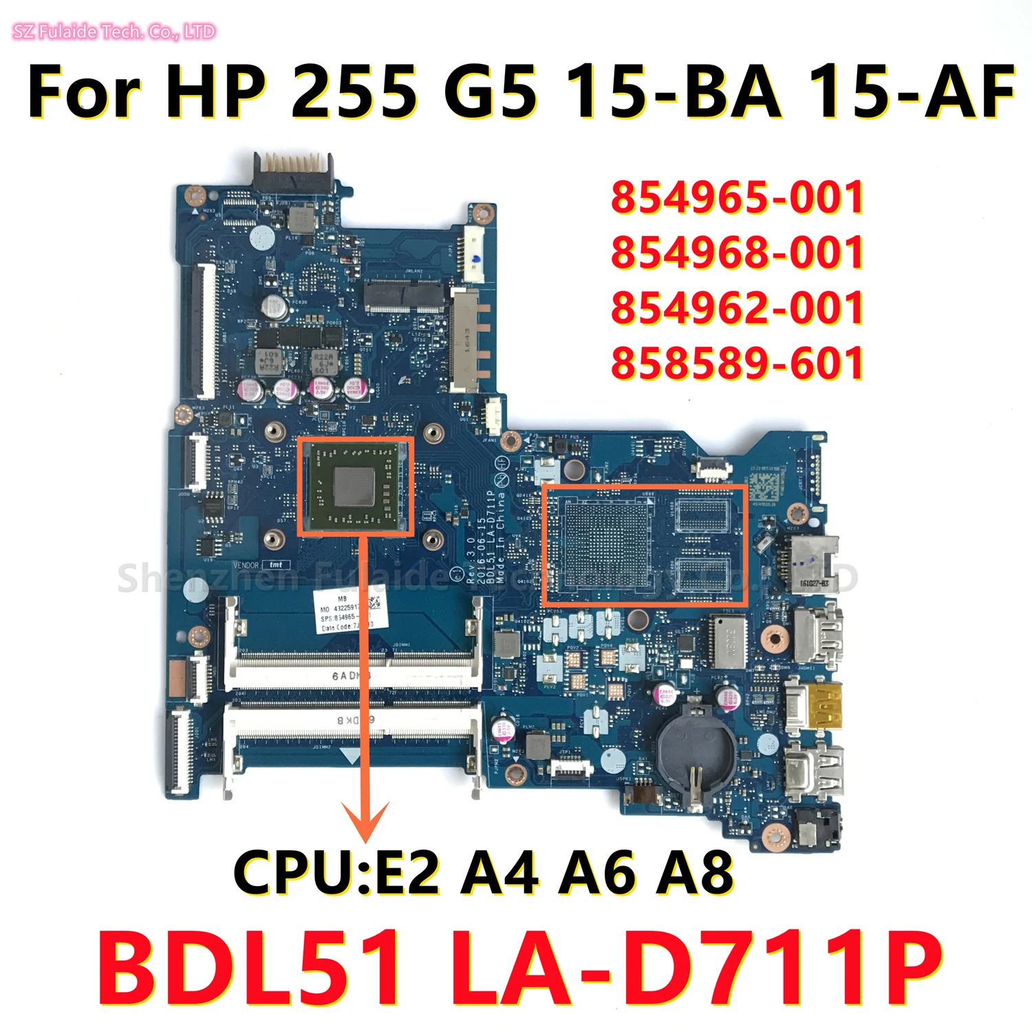 

854962-601 854965-001 854968-001 858589-601 клавиатура для HP 255 G5 15-BA 15-AF материнская плата BDL51 LA-D711P с процессором E2 A4 A6 A8