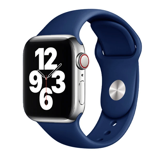 Silicone Strap For Apple Watch Band 44mm 41mm 45mm 40mm 38mm Smart Watch Sports Rubber Bracelet iWatch 6  Serie 7 SE Watchband Cobalt blue