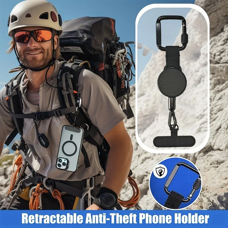 Retractable Anti-Theft Phone Holder with Carabiner