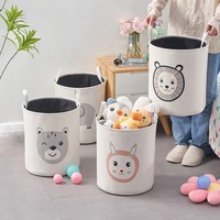 Round Laundry Hamper Fabric Cartoon Lion Rabbit Elephant Bear Storage Basket for Kids Home Bedroom Nursery Clothes Toy Container 1