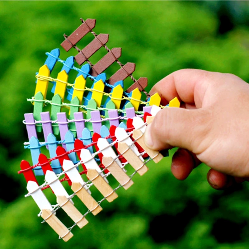 รั้วไม้ Palisade Miniature Fairy Garden บ้านตกแต่งบ้าน Mini Craft Micro ภูมิทัศน์ตกแต่ง DIY อุปกรณ์เสริม