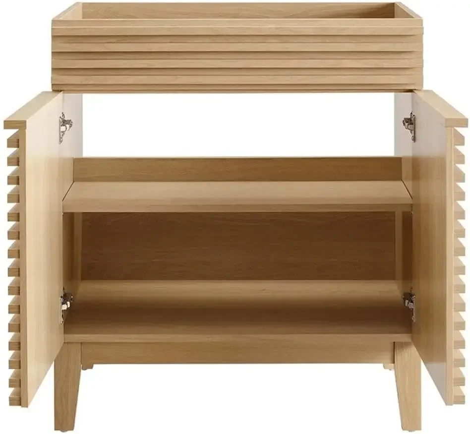 Render 30" Bathroom Vanity in Oak - Sink Basin Not Included solid construction with practical functionality 6