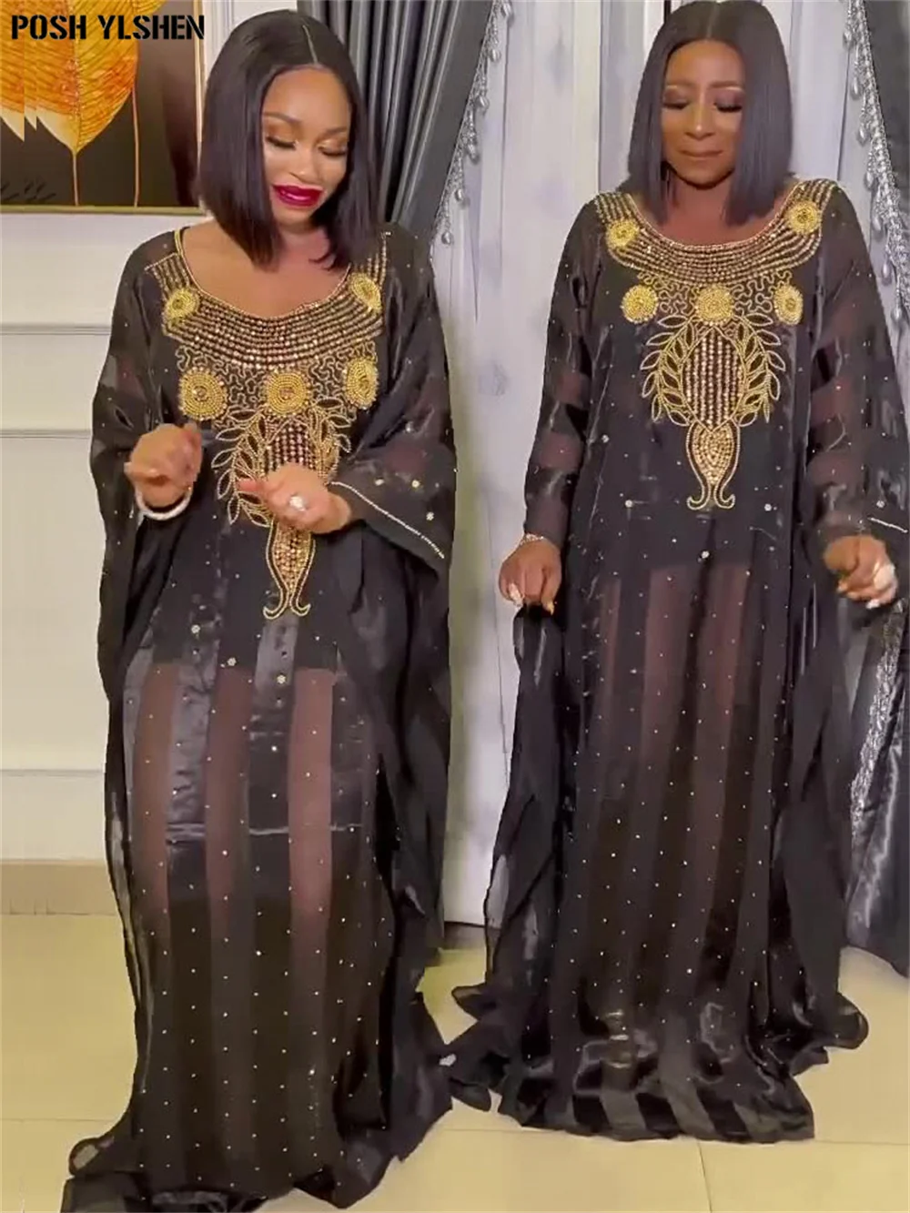 African Dresses for Women Vetement Femme 2022 Summer Dashiki Gold Stamp  Boubou Robe Africain Femme Abaya Dubai Long Kaftan Dress - African Boutique