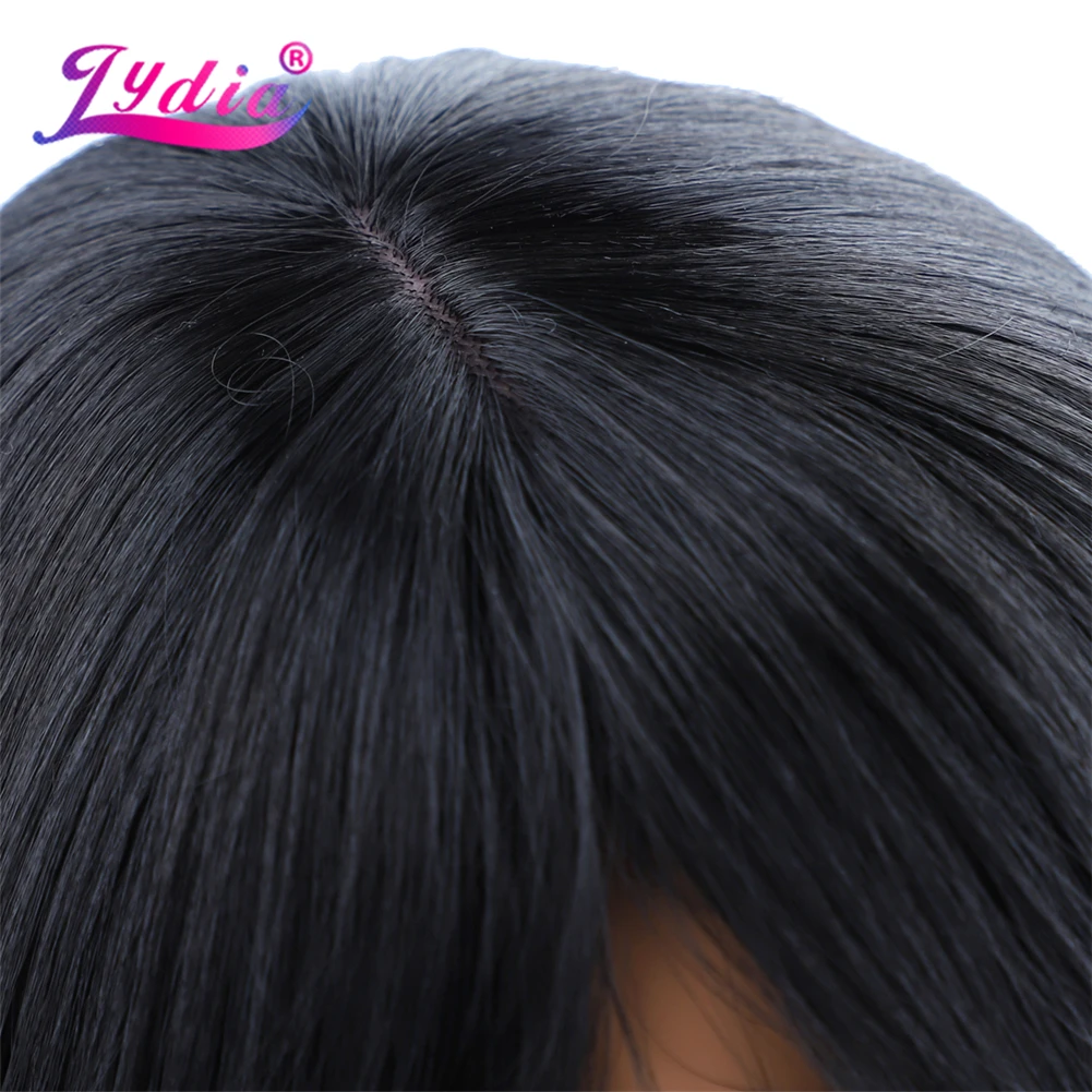 Lydia für schwarze Frauen synthetische Perücken mit rechten Knall mittel gerade Perücke Mix Farbe p1b/30 Afro amerikaner Perücken braun – Detail 9