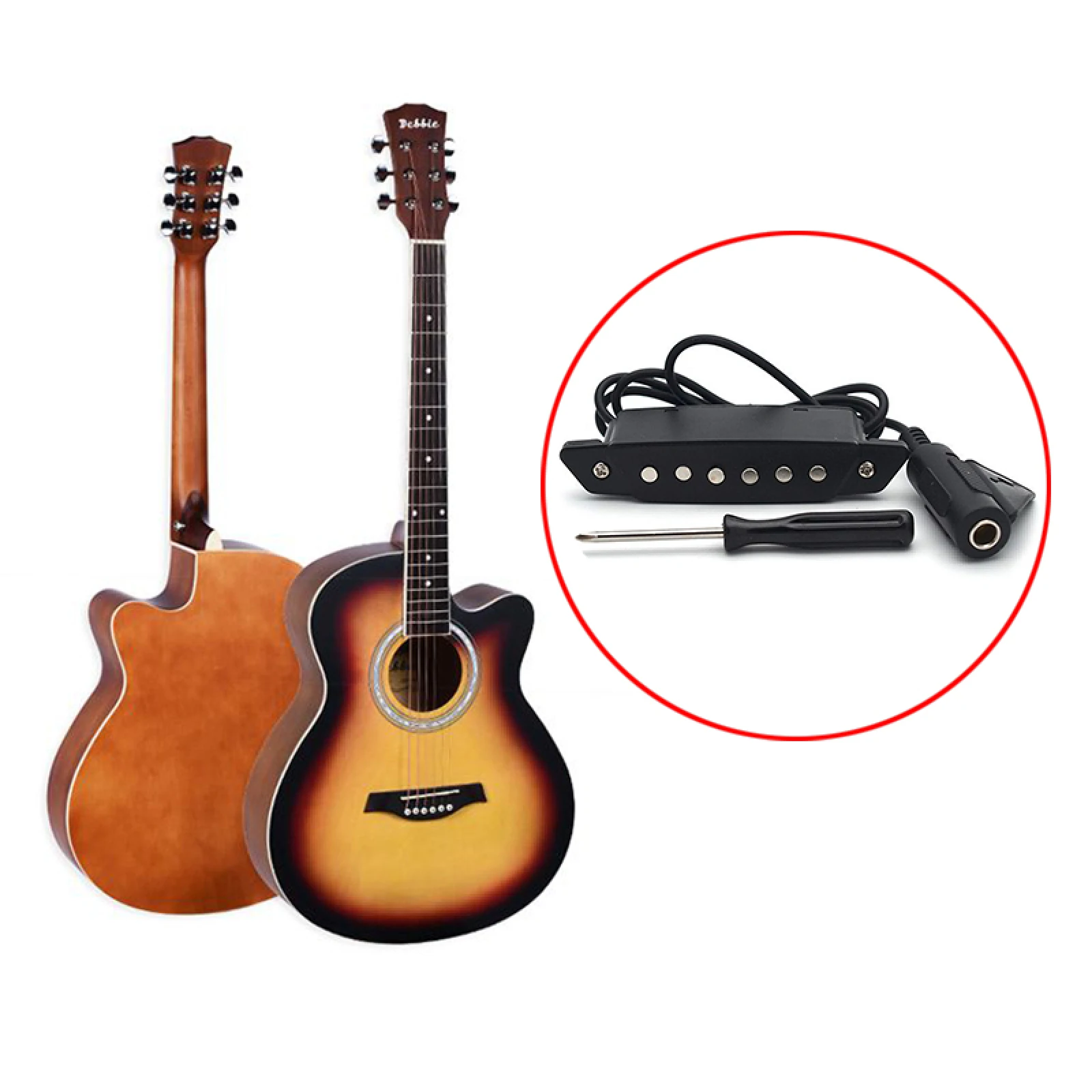 6.35mm Straight Jack Acoustic Guitar Sound Hole Magnetic Pickup Humbucker Passive With Screwdriver Instrument Accessories