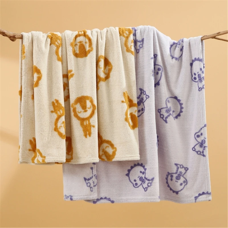 Baby Blanket Pram Blanket with Cartoon Pattern Swaddles Wrap Toddler Quilt Receiving Bath Towel for Newborns