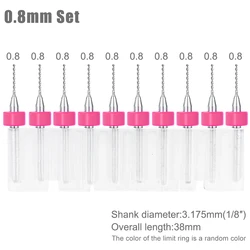 Premium 10-Piece Precision Carbide Mini Drill Bit Set for PCB and CNC Applications (10pcs 0.8mm)