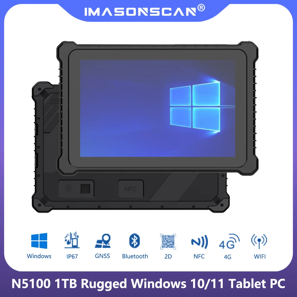 Intel N5100 1TB SSD Rugged Windows11 Tablet PC RAM 8GB IP67 Industrial Computer NFC 10.1" HDMI 4G WiFi RS232 2D Scanner