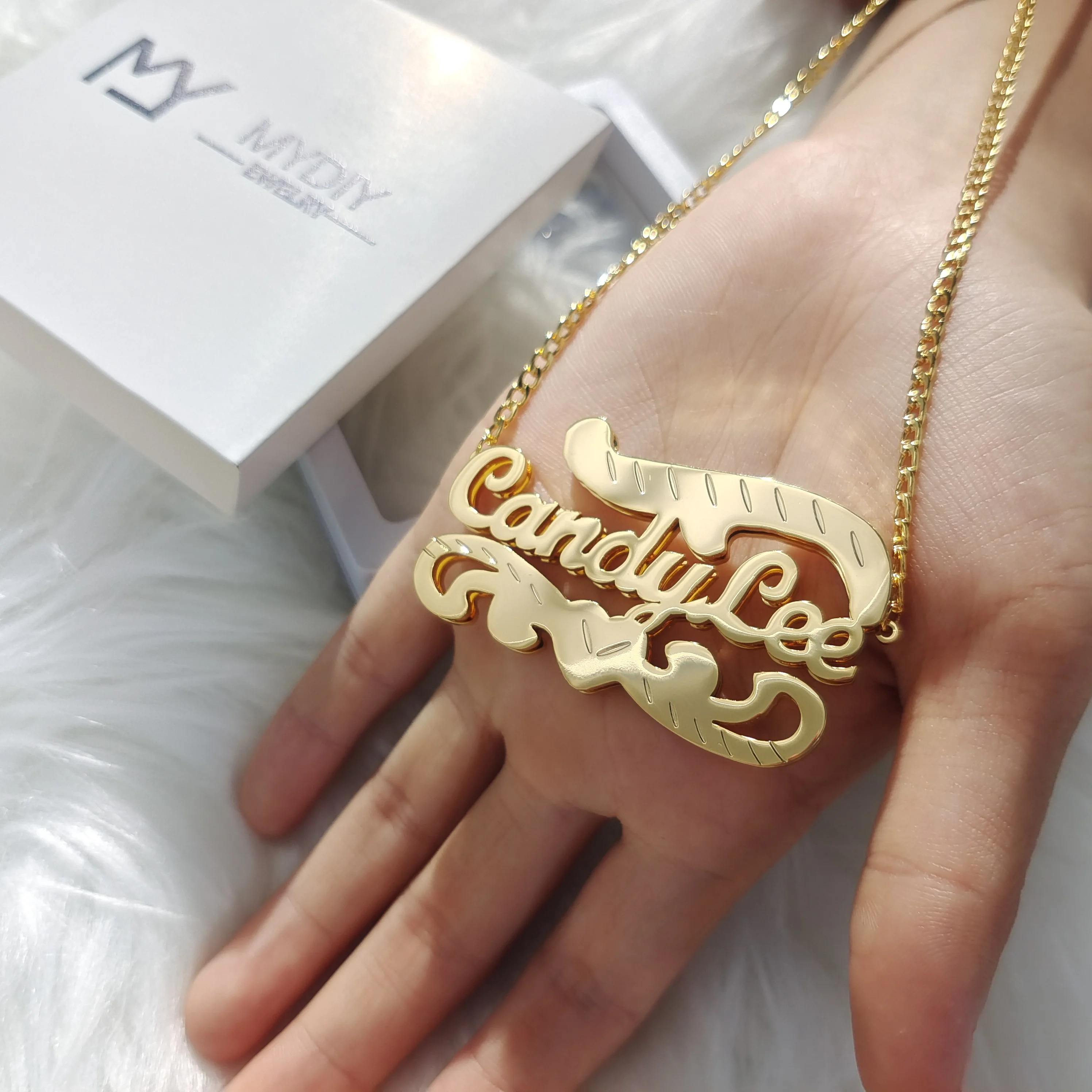 Custom 3d Double Plated Name Necklace 