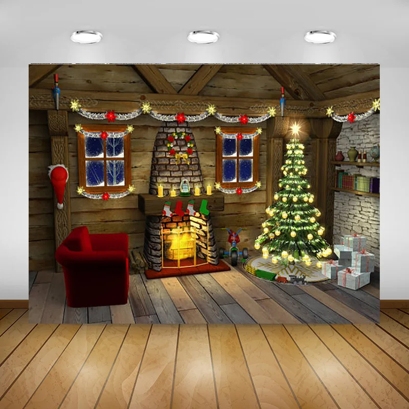 

SHUOZHIKE Christmas Photography Background Fireplace Portrait Backdrops For Photo Studio Props SD-01