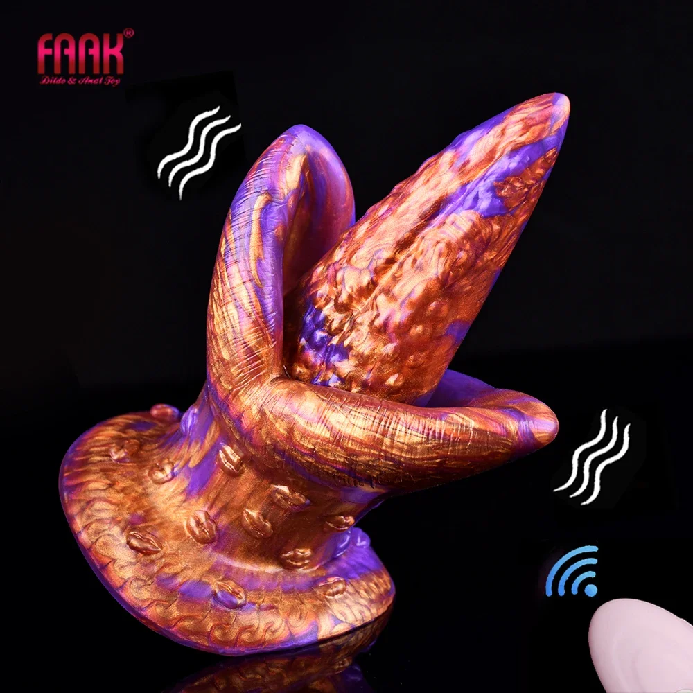 

FAAK Silicone Vibrating anal Dilators With Sucker Remote Control Tongue Vibrators Clitoral G-spot Stimulate Sex Toys Masturbator