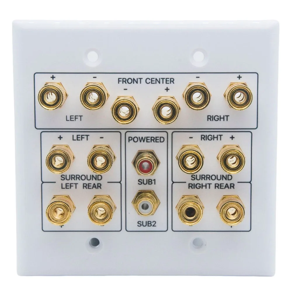 Speaker Wall Plate 2 Gang 7.2 Banana Ports