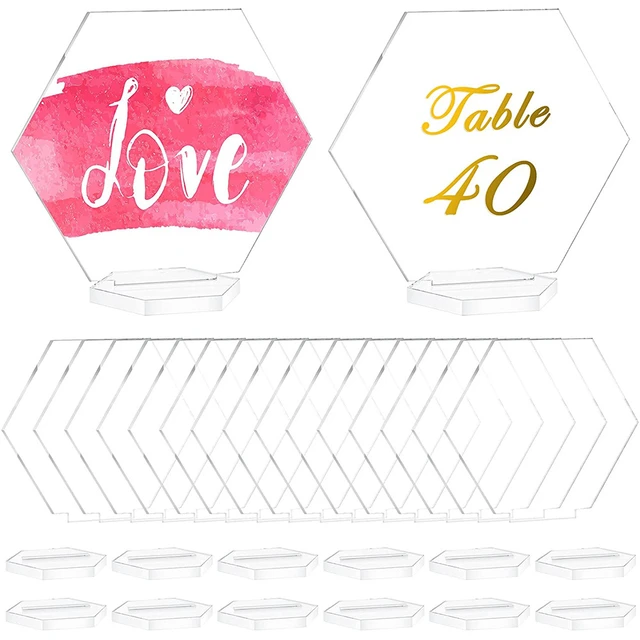 24 Pièces / Set Signe De Table En Acrylique Clair Pour Mariage