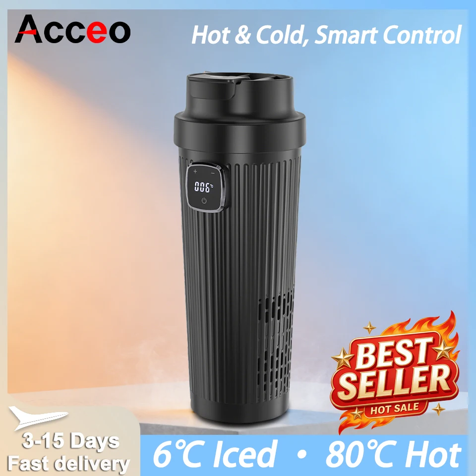 2 in 1 차량용 컵 워머 쿨러 스마트 온냉 컵 자동 냉장고, 로드 트리퍼용 12V DC 전기 여행 머그컵