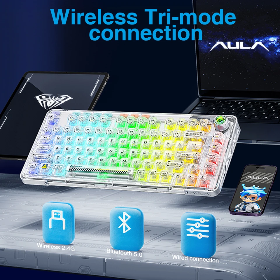 AULA F81 ワイヤレスメカニカルキーボード AULA F81 Wireless Mechanical Keyboard Bluetooth Hot Swap