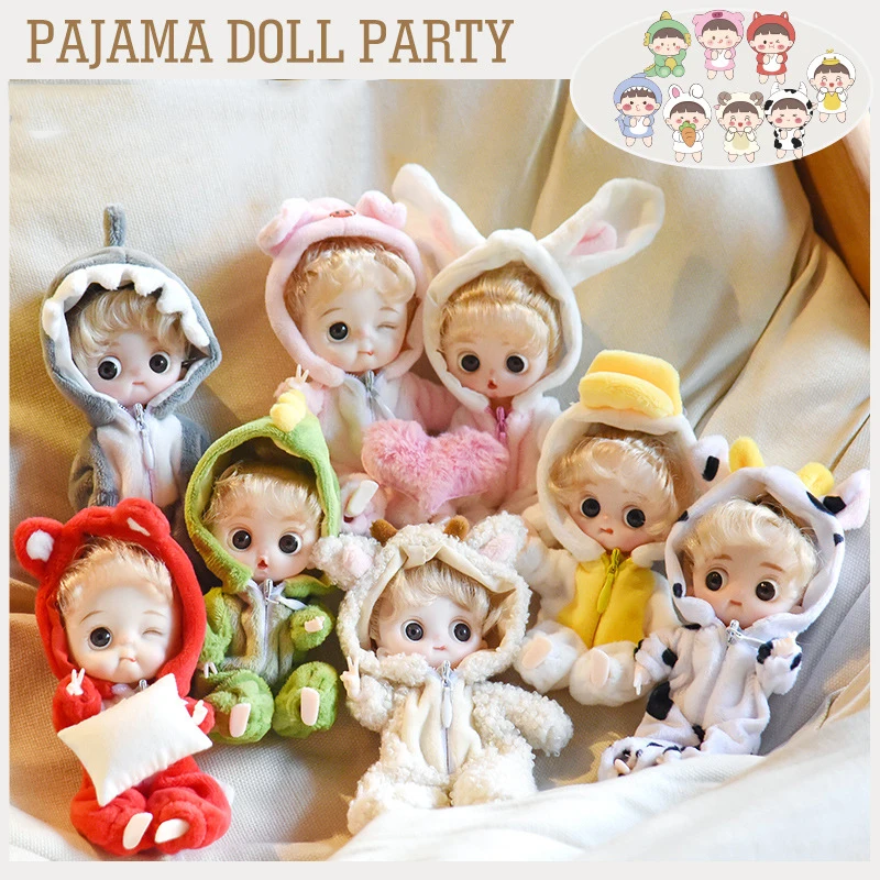 

HOUZIWA 10Cm Ob11 Dolls Clothes 1/12 Baby Bjd Dolls Pajama Suit