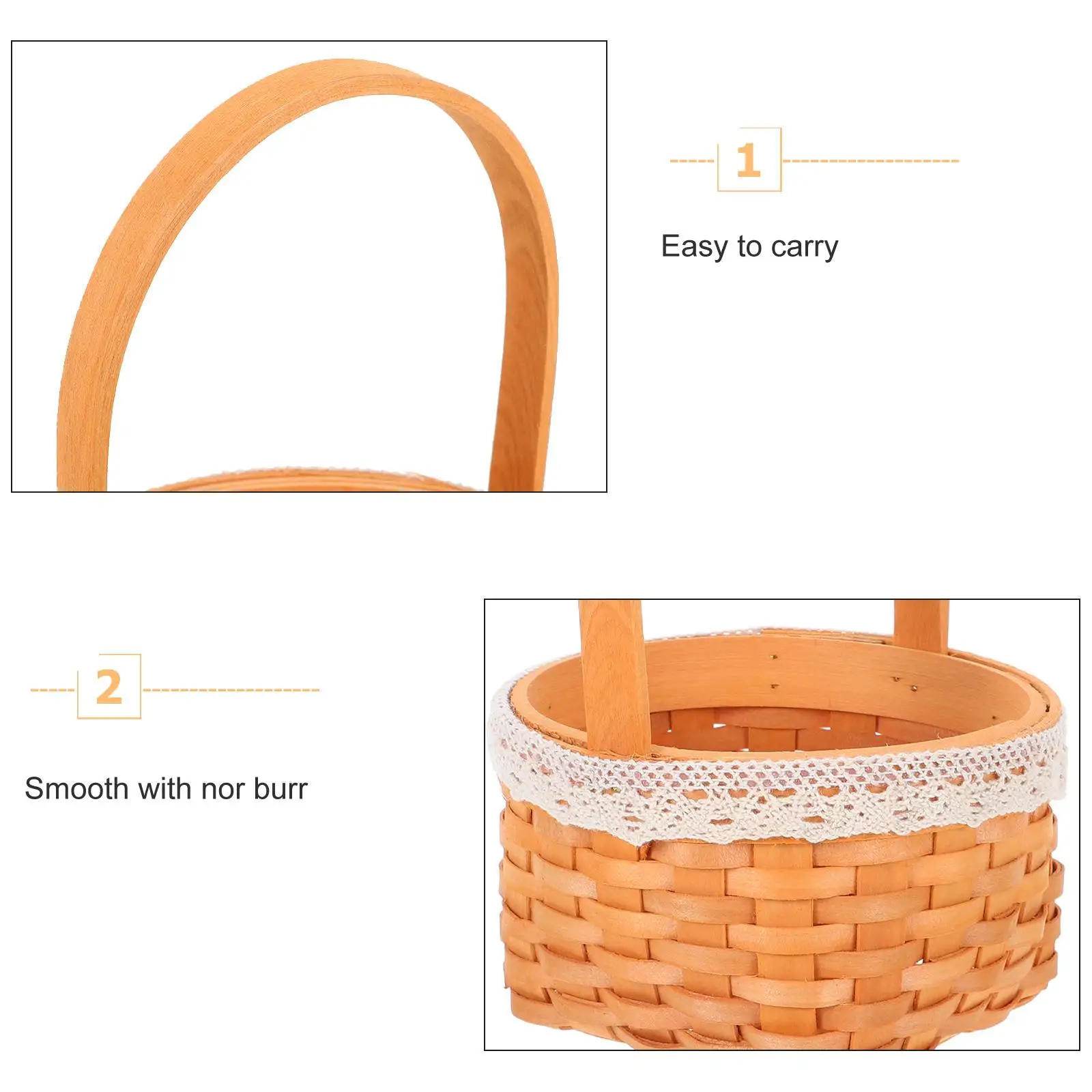 Mini Shopping Basket Flower Storage Egg Baskets for Fresh Eggs Easter Girl Candy Wood Children's Woven Arrangement Collecting 5