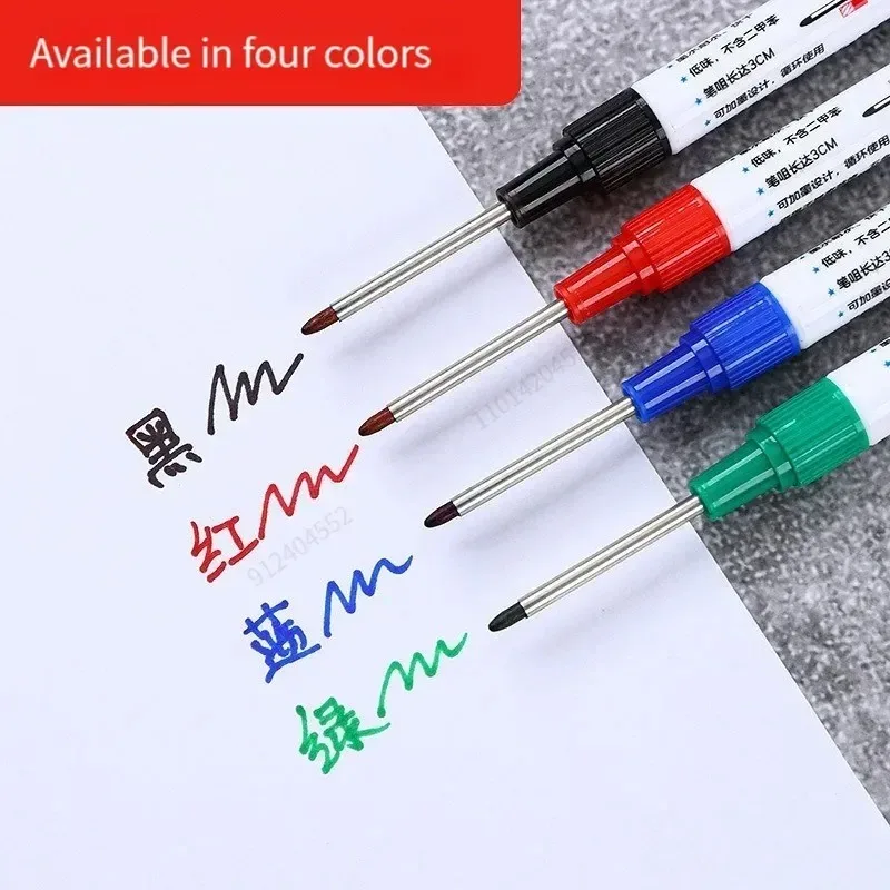 Long Nib Markers Markers Pen Marker Pens 4Pcs/Set 30mm Deep Hole Long Nib Head Markers for Metal Perforating Pen Waterproof Bathroom Woodworking Decoration Multi-Purpose