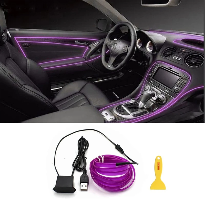 

LED Strip Automobile Atmosphere Lamp Car Interior Lighting Decoration Garland Wire Rope Tube Line Flexible Neon Light USB Drive