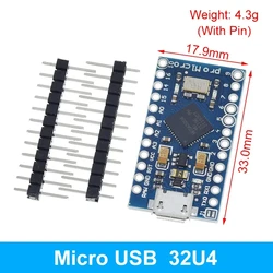 Enhanced Microcontroller Module with USB-C and Pin Headers - ATmega32U4 5V/16MHz (Micro USB MU)