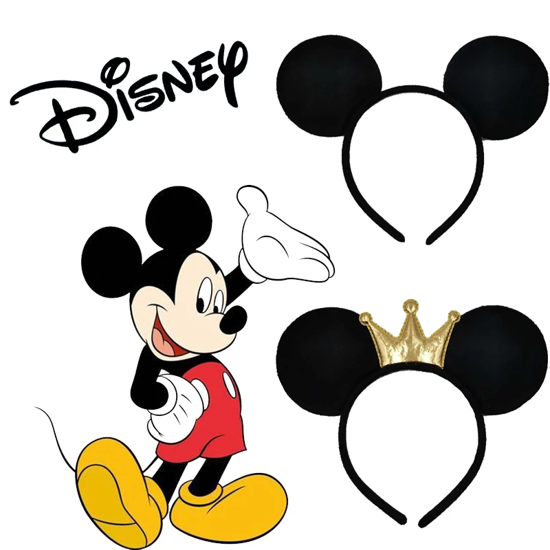 Disney Big Ears Mickey Mouse Fasce Donna Simple Classic Minnie Hairbands Girls Black Bow Accessori Per Capelli Regalo Di Attività Per Bambini