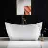 Non-slip bathtub Bathtub Comfortable chic design easy to maintain durable solid brass brushed gold drain modern design bathtub 2