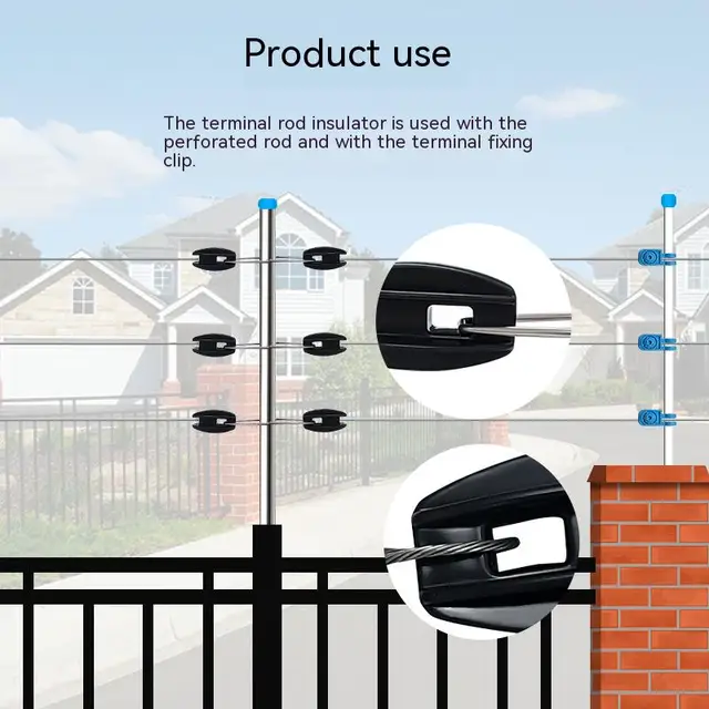 10Db/Beállított Fekete/Kék Elektromos Kerítés Huzal Nagy Feszültségű Szigetelő Négyzet Alakú Csőből Álló Rúd Szigetelők Elektronikus Illesztés - Image 4