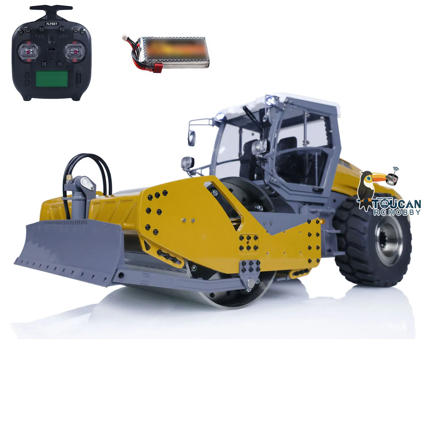 

LESU Metal 1/14 RC Hydraulic Road Roller Aoue-H13i RTR FlySky ST8 Remote Control Car Model RC Toy with Light Sound TH23509