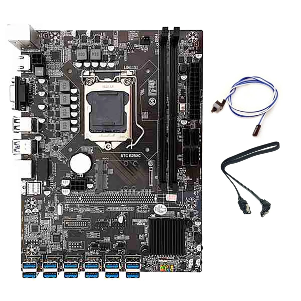 B250C BTC Mining Motherboard 12 USB3.0 to PCIE+Switch Cable+SATA Cable LGA1151 DDR4 RAM SATA3.0+MSATA+VGA ETH Miner Kit best computer motherboard for gaming