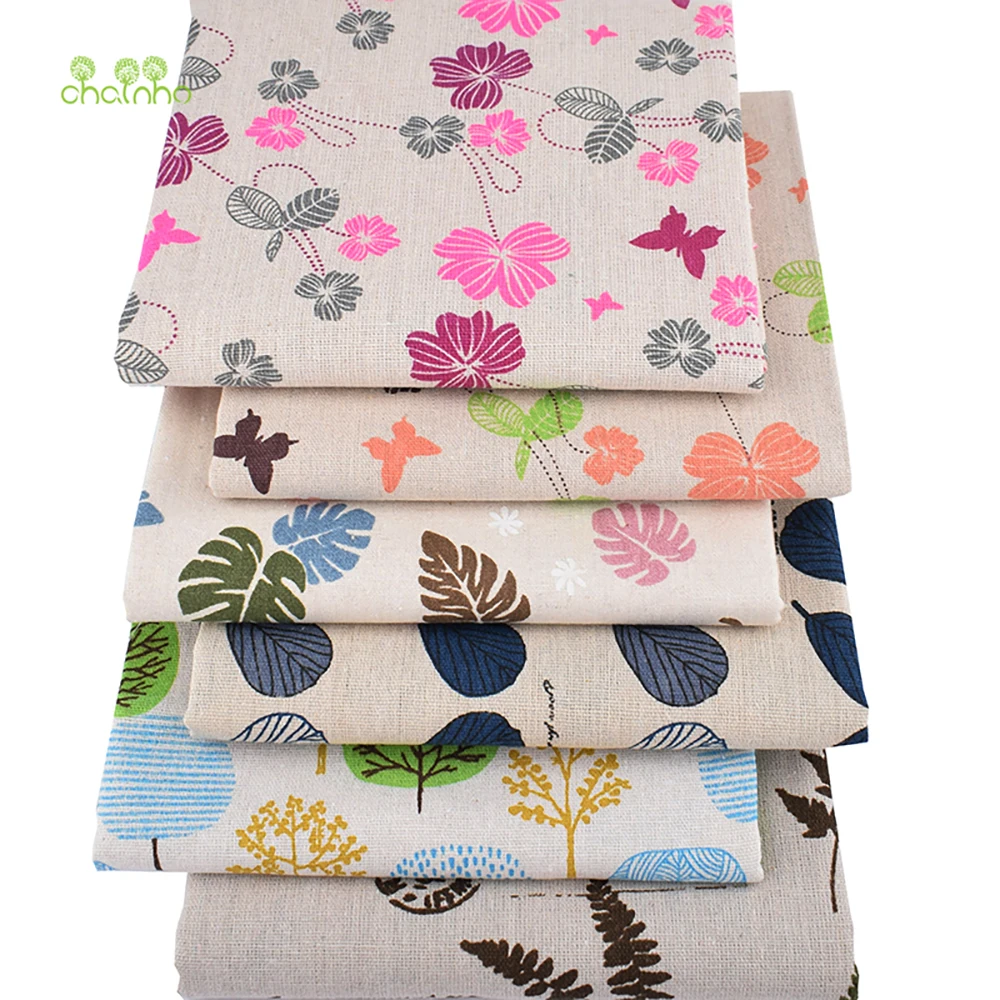 Chainho,Printed Cotton Linen Fabric,DIY Sewing Quilting Material,Patchwork Cloth,Furniture Cover Textile,4 Specification,CL31