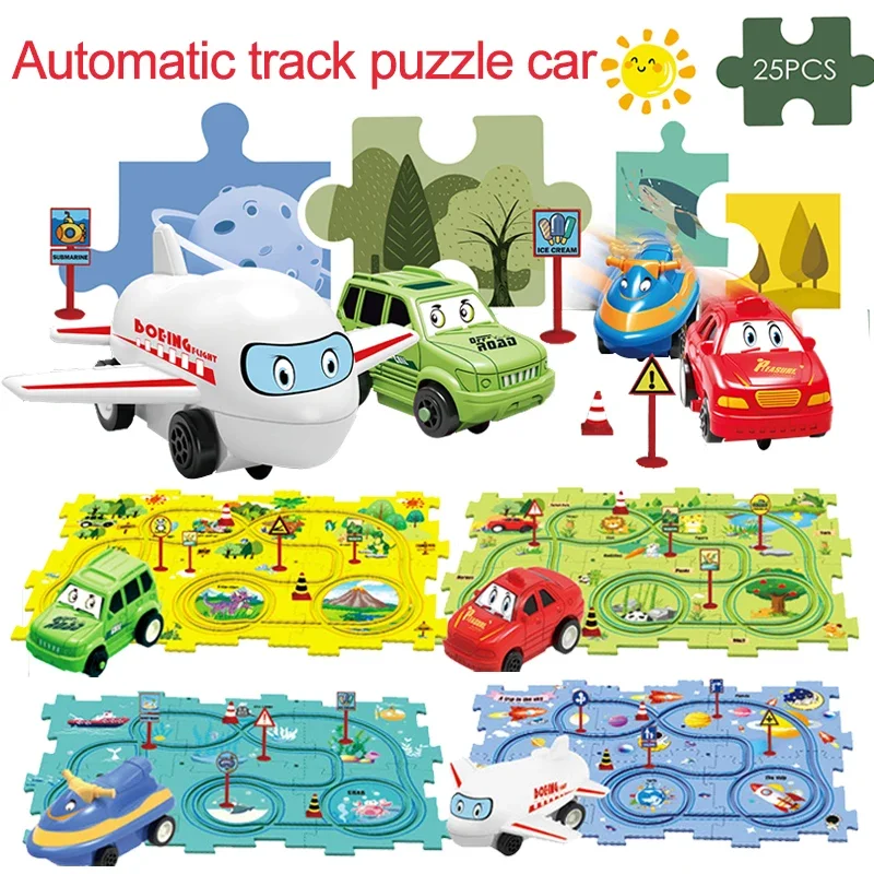 Play Mat Game Mat Children Puzzle Electric Railroad Speeder DIY Assembly Electric Car Automatic Rail City Scene Construction Baby Play Mat Gift