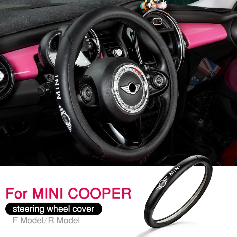 Car-Steering-Wheel-Cover-PU-Leather-Trim-Anti-skid-Cover-For-MINI ...