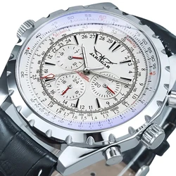 Men's Premium Pilot Timepiece - Automatic Movement with 24 - Hour Display and Sophisticated Faux Leather Strap - Ideal for Business or Casual Attire (WHITE)