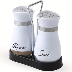 Adjustable Refillable Glass Spice Bottle Set with Shelf and Pour-Through Design (Ivory)