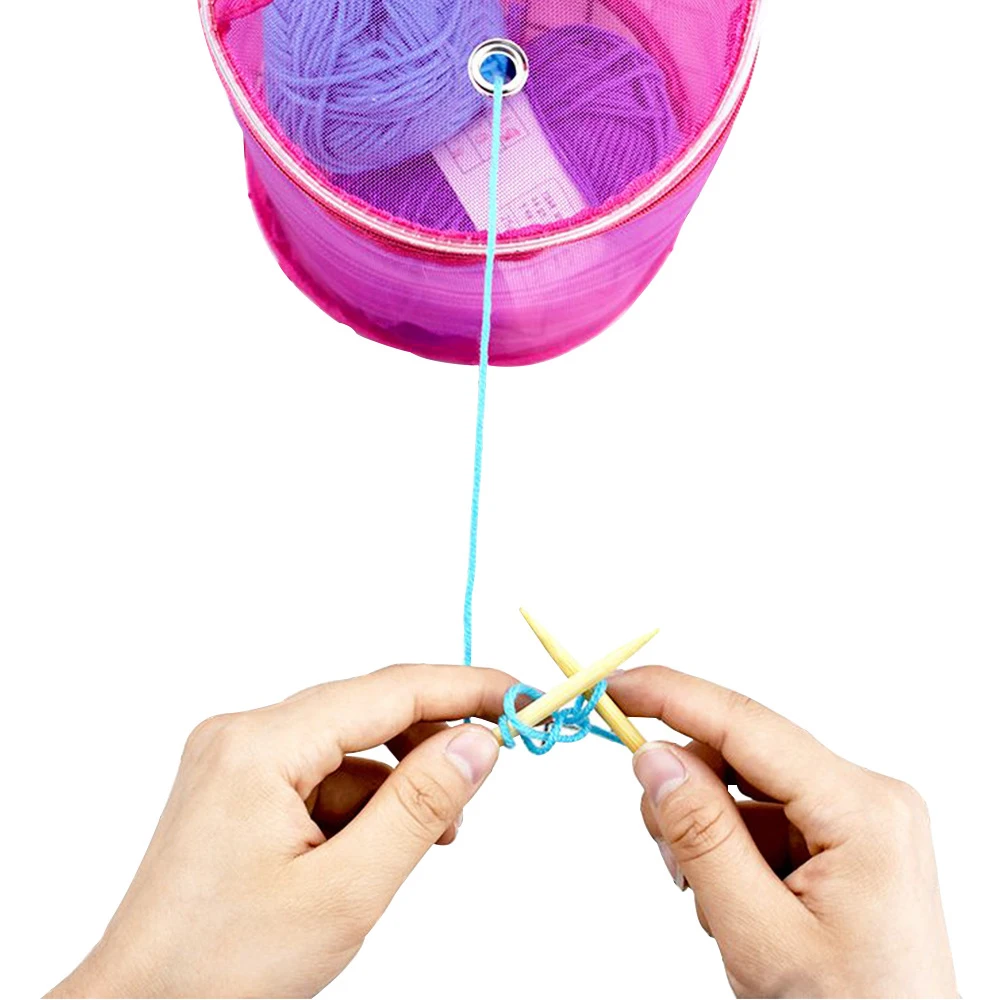 Knitting supplies Knitting material Sewing tools Portable Knitting Yarn Balls Storage Case Small Round Empty Mesh Bag Basket Organizer Crochet Carrier Sewing Accessories