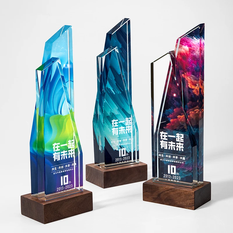 Customized Crystal Trophy, Color Printing Prize Sports Annual Meeting Awards Outstanding Employee Souvenir, Home Decoration, 1Pc