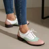 Plus Size 48 Retro Women Carved Wings Pumps Pointed Toe Lace Up Block Heels Brogue Shoes Preppy Pumps For Women 2