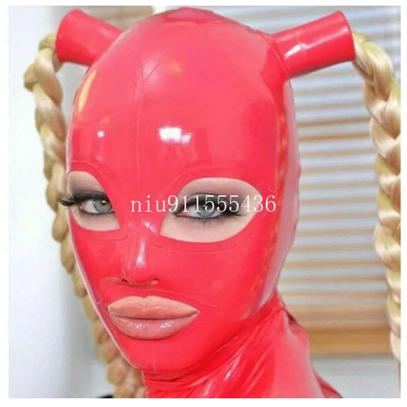 

Latex Hoods Rubber Gummi Double Hair Hole Halloween Sexy Sweet Masks Customized