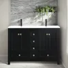 Bathroom Organizers, Bathroom Vanities Cabinet With Sink Combo Set, Undermount Double Resin Sink Thickened Wood, Matte Black Fau 6