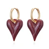 Boucles d'oreilles créoles tendance avec pendentif cœur bonbon, en acrylique doré et acier inoxydable, bijoux féminins